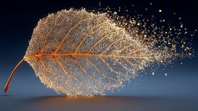Futuristic nature concept magnolia leaf wireframe