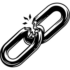 Woodcut Style Broken Chain Vector for Human Rights Day. Symbol of Freedom, Liberation, and Breaking Shackles. Engraved Illustration.