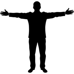 Human Silhouette Vector Icon, Woodcut Style, with Open Arms, Symbolizing Freedom, Equality, and Human Rights Day Graphics