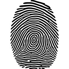 Woodcut Style Vector Fingerprint Icon for Human Rights Day, symbolizing unique identity, security, and personal freedom.