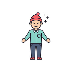 Fototapeta premium Happy boy in winter clothes with a cheerful expression.