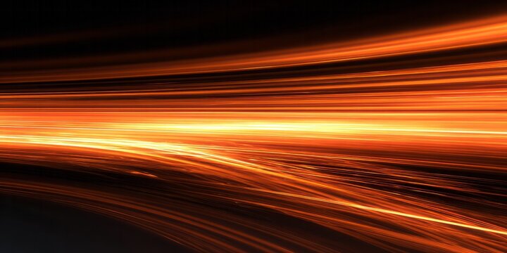 Energetic orange light trails streak across a dark background, conveying motion and speed. - Powered by Adobe
