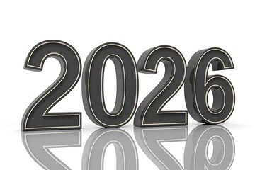 Looking forward to the new year 2026 with sleek modern numbers that symbolize future goals, achievements, and optimistic planning against a clean white background