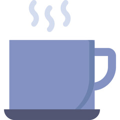 A Light Purple Mug with Steam Rising on a Dark Purple Saucer Against a Transparent Background Ideal for Beverage and Cafe Themes