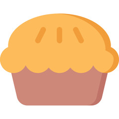 A Deliciously Baked Golden Brown Pie with a Flaky Crust and a Rounded Top Showing Simple Cut Marks Against a Clean Transparent Background with Soft Shadows