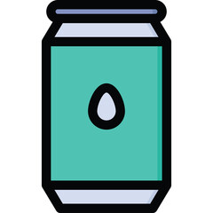 A Teal Can with a White Drop Icon on a Transparent Background Simple Minimalist Beverage Icon No Text or Branding Visible