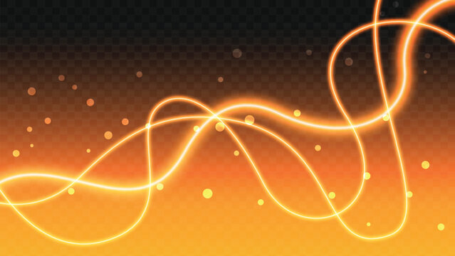 Elegant golden light trails create a dynamic design element, ideal for modern projects requiring a touch of radiant, energetic, and vibrant flair