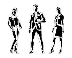 Business people, set of isolated vector illustrations. Flat design business man and business women