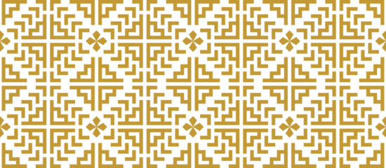 Gold seamless ethnic pattern, geometric background for fabric printing, background, wallpaper, carpet, clothing.