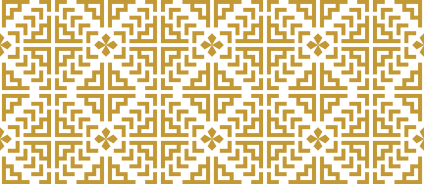 Gold seamless ethnic pattern, geometric background for fabric printing, background, wallpaper, carpet, clothing.