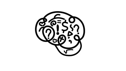 Mind symbol, black isolated silhouette