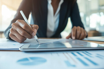 Modern graphic designer using digital palette and tools for creative artwork development with generative AI support