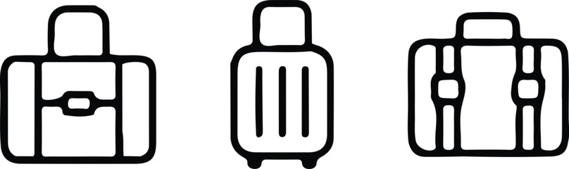 three travel bag line icon set vector design icons collection 
