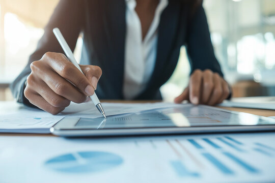 Modern graphic designer using digital palette and tools for creative artwork development with generative AI support