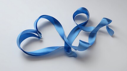 Blue ribbon heart shape design element for valentine's day gift wrapping and decoration ideas