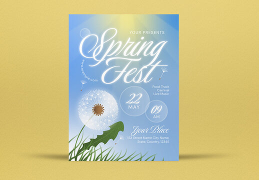 Blue Flat Design Spring Festival Flyer Layout
