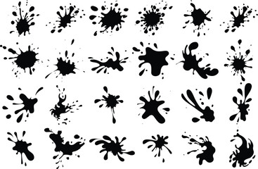 Collection of black ink splatter and splash textures