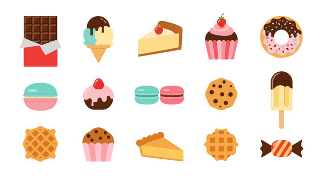Assortment of sweet treats chocolate ice cream cake cupcakes and more - Powered by Adobe