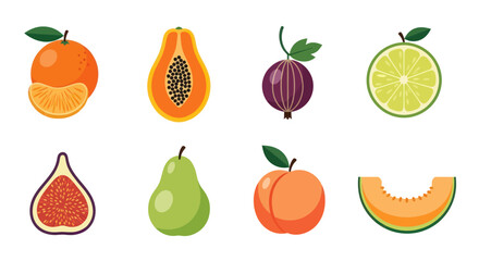 Assortment of vibrant fruits arranged on a white background for design