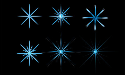Seamless vector illustration pattern of glowing Christmas stars and snowflakes, perfect for winter holiday design decoration