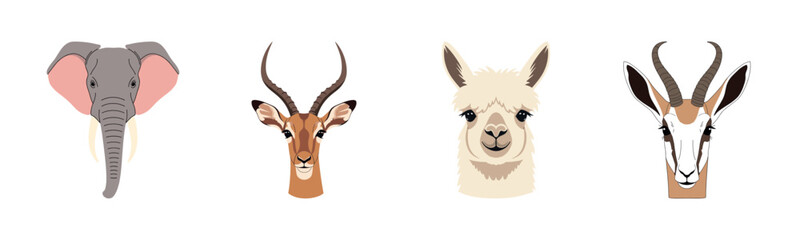 Obraz premium Illustration of elephant, impala, llama, and gazelle