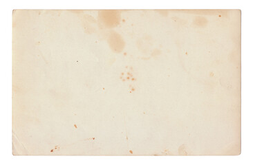 Vintage background of old ancient torn paper texture with spots. Old paper as background. Interesting texture of old yellowed paper slightly damaged by mold. Unique vintage texture of old paper.