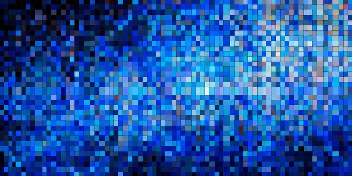 Brilliant digital mosaic pattern composed of varying shades of luminous blue squares