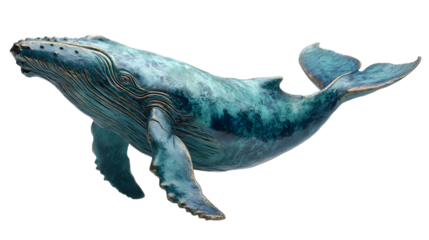 Majestic humpback whale surfaces from deep blue ocean waters