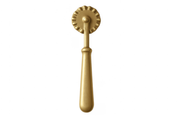 Golden pasta cutter baking tool isolated on transparent background