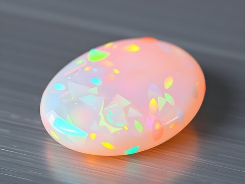 Colorful Opal Stone in Candlelit Stainless Steel Setting