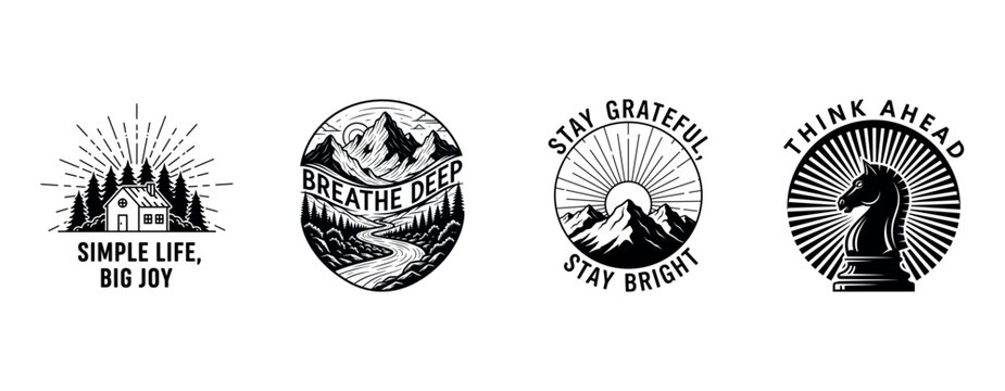 Inspirational designs featuring nature, gratitude, and strategic thinking