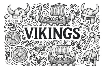 Vikings are depicted in a black
