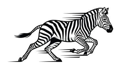 Fototapeta premium Running Zebra with Motion Blur Illustration