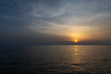 Obraz premium Seascape with sunset. Viareggio, Italy.