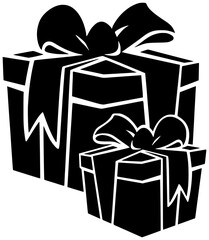 christmas illustration box silhouette gift logo birthday icon holiday outline present celebration surprise ribbon bow festive happy decoration package shape or vector graphic background