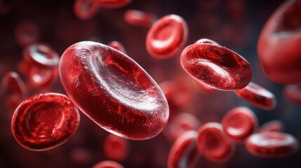 Cinematic Illustration of Red Blood Cells in Motion Within the Human Body Under a Microscopic View