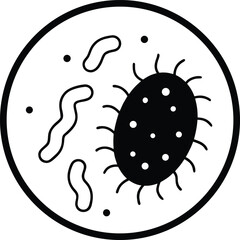 Microorganism bacteria cell single line art drawing

