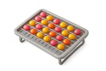 Colorful round candies on a cooling rack creating pattern