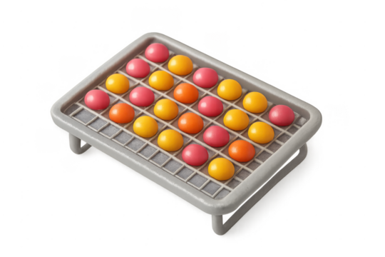 Colorful round candies on a cooling rack creating pattern