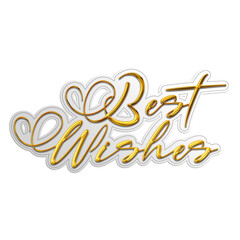 A golden best wishes inscription with white outline on black background