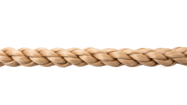 Natural fiber rope, braided design, strong and durable, ideal for various applications, light color, textured surface, versatile material