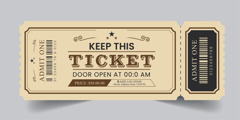 Tickets, Admit One Tickets, Multipurpose retro ticket