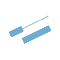 Flat Illustration of Mascara Tube and Wand for Eye Makeup