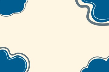 A minimalist cream background featuring abstract blue organic shapes in the corners, creating a clean, modern, and stylish decorative frame.
