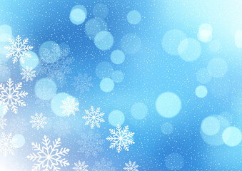 Christmas background with snowflakes and bokeh lights design 