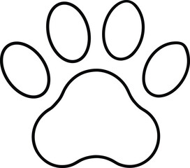 Minimalist dog animal paw print outline line art vector
