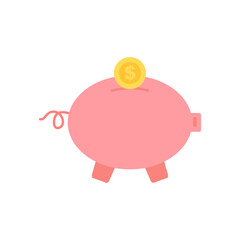 Flat Illustration of Piggy Bank for Savings Concept