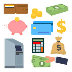 Flat Illustration of Finance and Money Icon Set