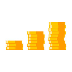 Flat Illustration of Growing Coin Stack Graph