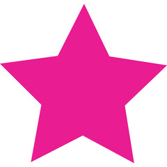 A bright pink five-pointed star shape isolated on a transparent background symbolizing achievement celebration or a favorite item